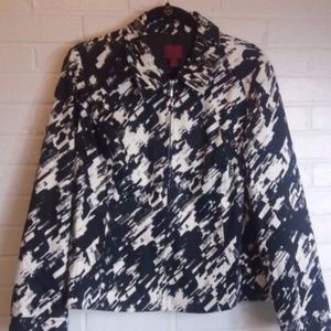 212 Collection Black White Abstract Blazer Jacket